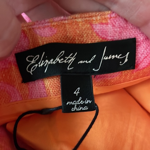 Elizabeth and James Gladys retro style tangerine pattern linen pant sz 4 NWT - Picture 3 of 5